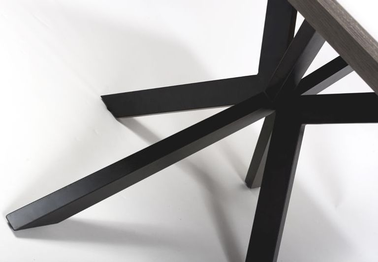 Manhattan Extending Dining Table - Grey - 6-8 Seater - 180cm-220cm - Black Spider Legs Base