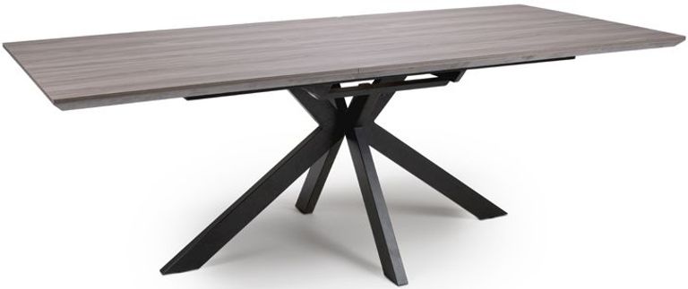 Manhattan Extending Dining Table - Grey - 6-8 Seater - 180cm-220cm - Black Spider Legs Base