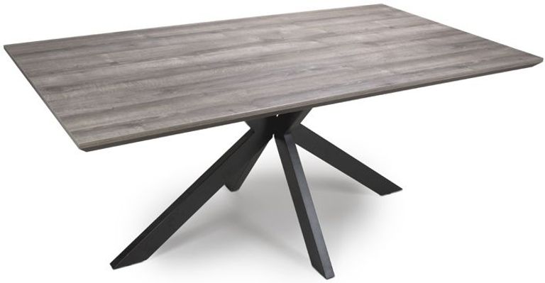 Manhattan Dining Table - Grey - 6 Seater - 180cm - Black Spider Legs Base