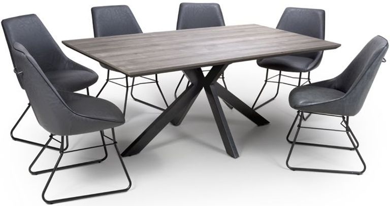 Manhattan Dining Table - Grey - 6 Seater - 180cm - Black Spider Legs Base