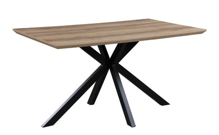 Manhattan Dining Table - Oak - 4 Seater - 140cm - Black Spider Legs Base