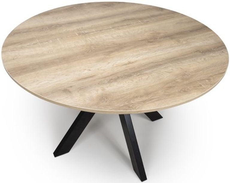 Manhattan Dining Table - Oak - 4 Seater - 120cm - Round - Black Spider Legs Base