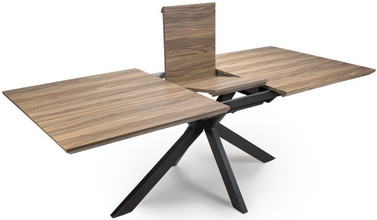 Manhattan Extending Dining Table - Walnut - 6-8 Seater - 180cm-220cm - Black Spider Legs Base