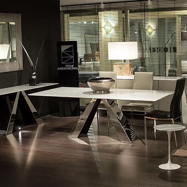 Butterfly Dining Table - Marble with Stainless Steel Pedestal Base - Variation Available