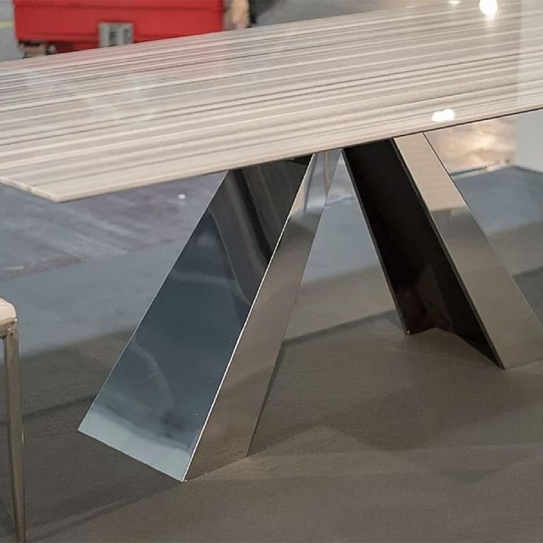 Butterfly Dining Table - Marble with Stainless Steel Pedestal Base - Variation Available