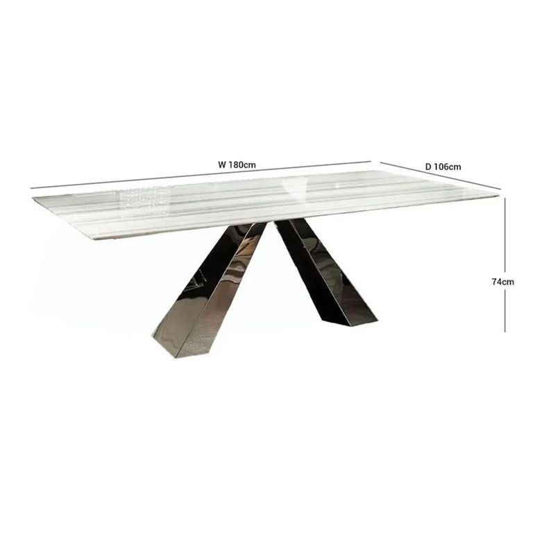 Butterfly Dining Table - Marble with Stainless Steel Pedestal Base - Variation Available