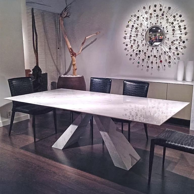 Butterfly Dining Table - Marble with Pedestal Base - Variation Available