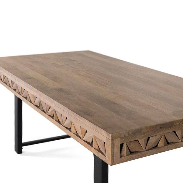 Marlee Dining Table - Mango Wood - Geometric - 8 Seater - 200cm