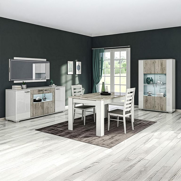 Messina White and Grey 6 Seater Dining Table