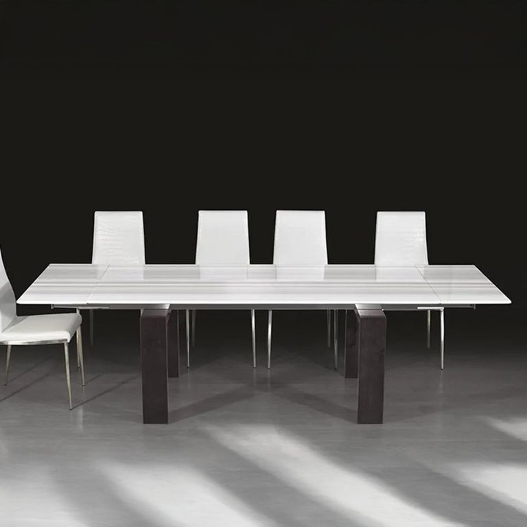 Milano Dining Table - Marble and Wood with Extending Pedestal Base - Variation Available