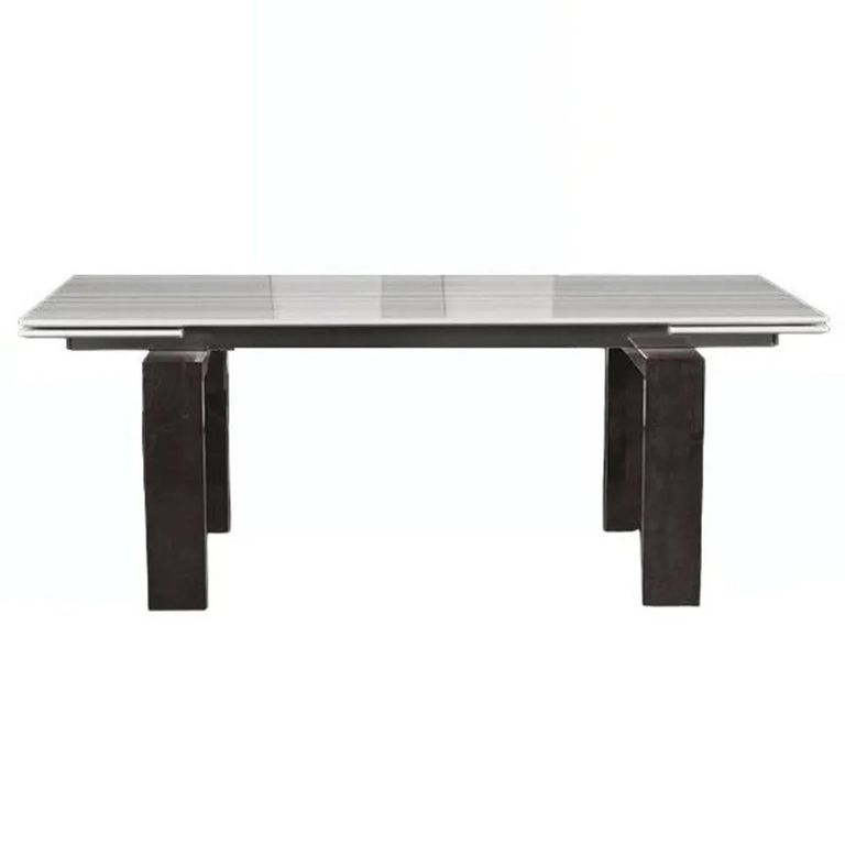Milano Dining Table - Marble and Wood with Extending Pedestal Base - Variation Available