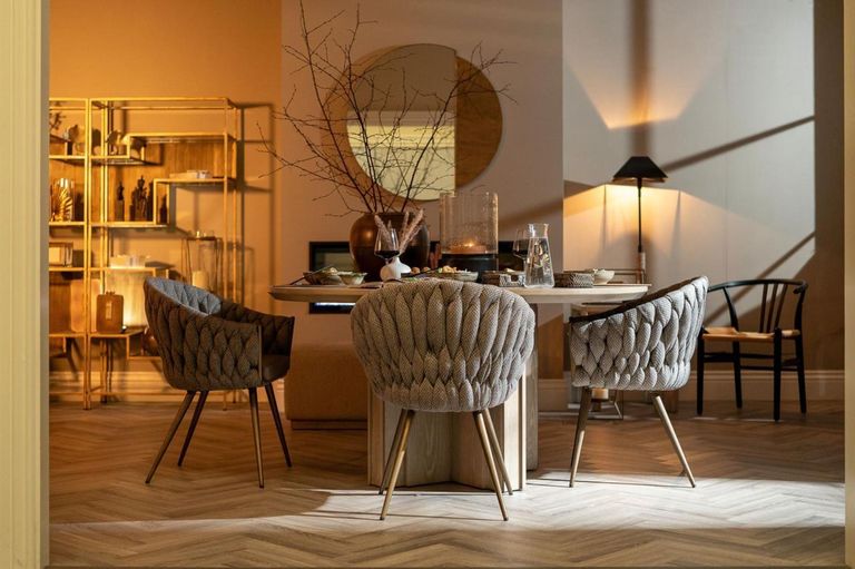 Tambour Dining Table - Beige - Round - 4 Seater - 150cm