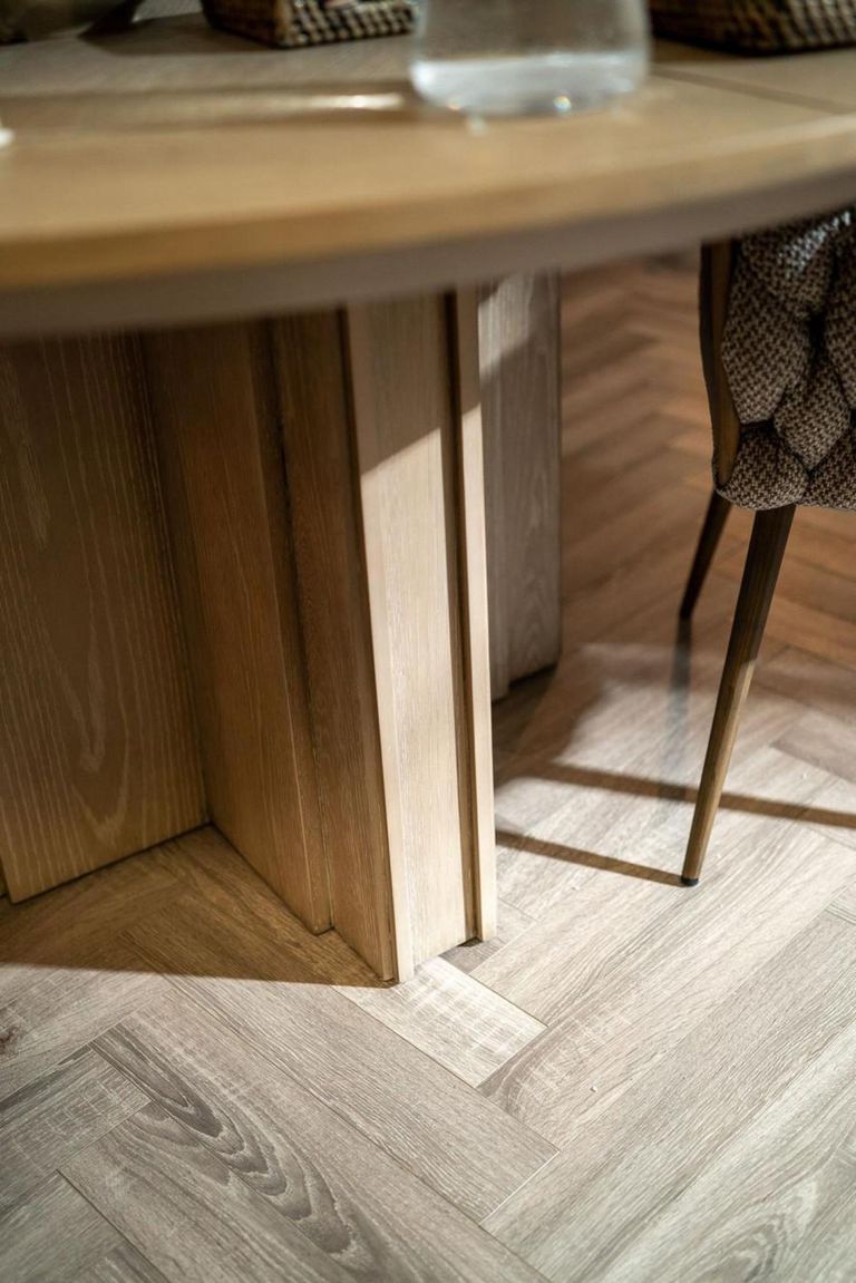 Tambour Dining Table - Beige - Round - 4 Seater - 150cm