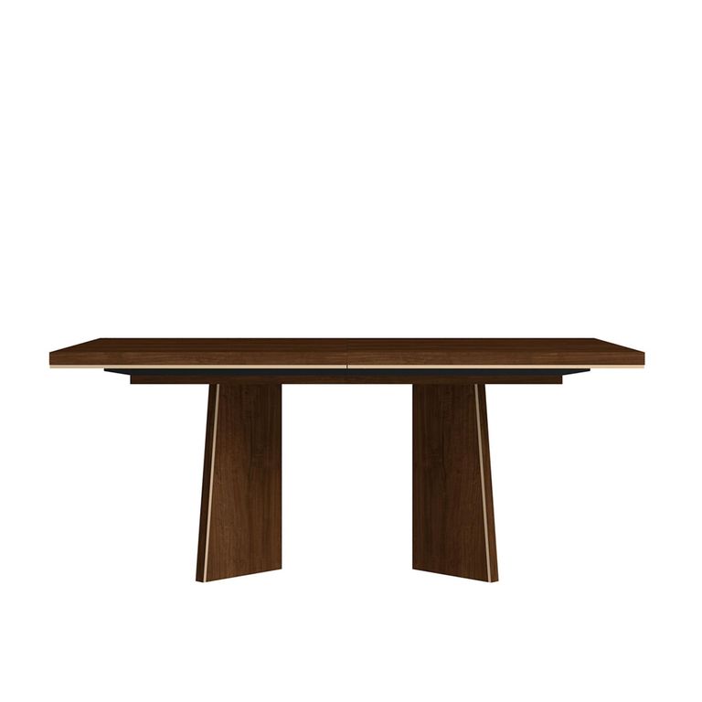 Modern Eva Dining Table - 10 Seater - 250cm - Walnut with Gold Trim