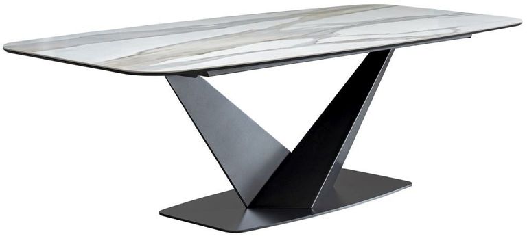 Elite Dining Table - Ceramic - with V Base - Bianco Antico - Variant Available