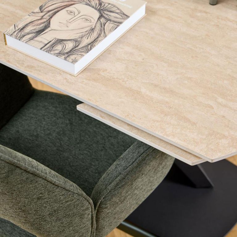 Morella Extending Oval Dining Table - 4-6 Seater - 120cm-180cm - Sand Ceramic