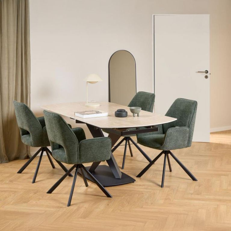 Morella Extending Oval Dining Table - 4-6 Seater - 120cm-180cm - Sand Ceramic