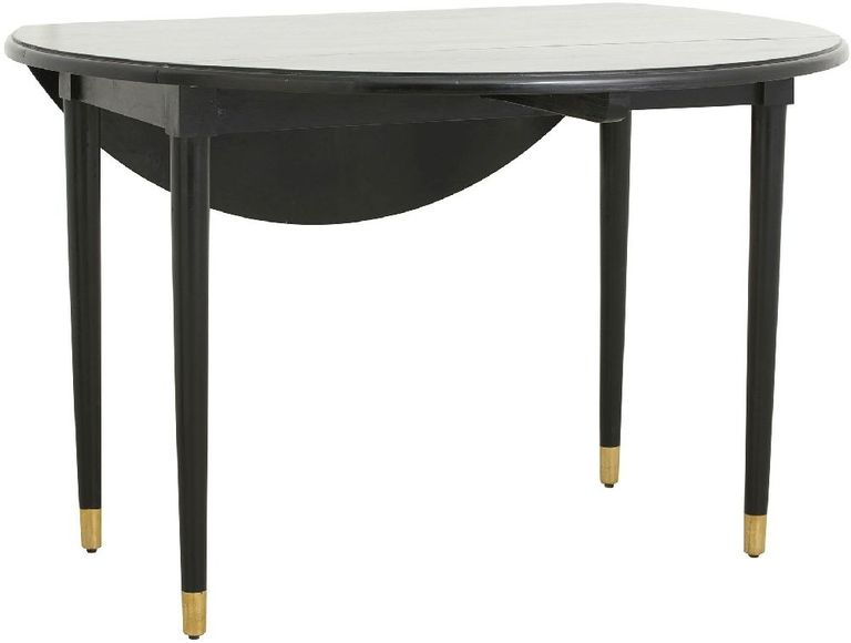 AHR Black Mango Wood Round Drop Leaf Dining Table - 6 Seater