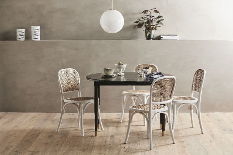 AHR Black Mango Wood Round Drop Leaf Dining Table - 6 Seater