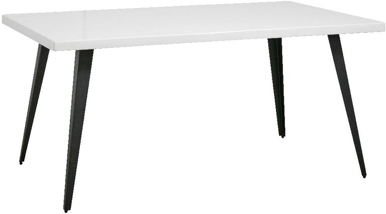 Blanca White shiny herringbone Dining Table - 6 Seater