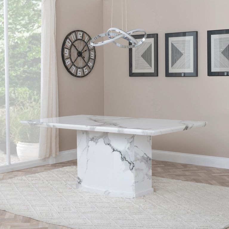 Naples 6 Seater White Marble Dining Table - Sizes Available