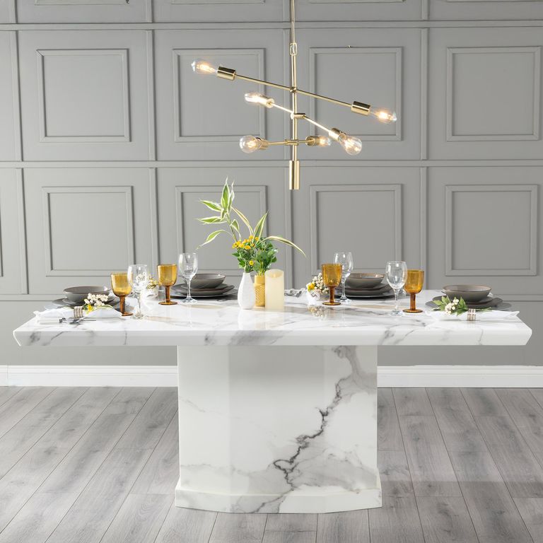 Naples 6 Seater White Marble Dining Table - Sizes Available