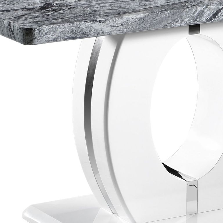 Neptune Medium Marble Effect Grey/ White Dining Table