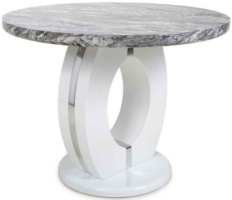 Neptune Round Marble Effect Grey/ White Dining Table