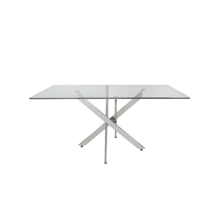 Nova Dining Table - 6 Seater - 160cm - Glass and Chrome Intersected Legs