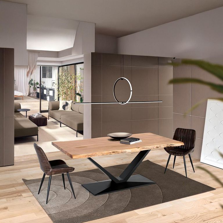 Nuoro Dining Table - Acacia Wood and Metal - 8 Seater - 200cm - Pedestal