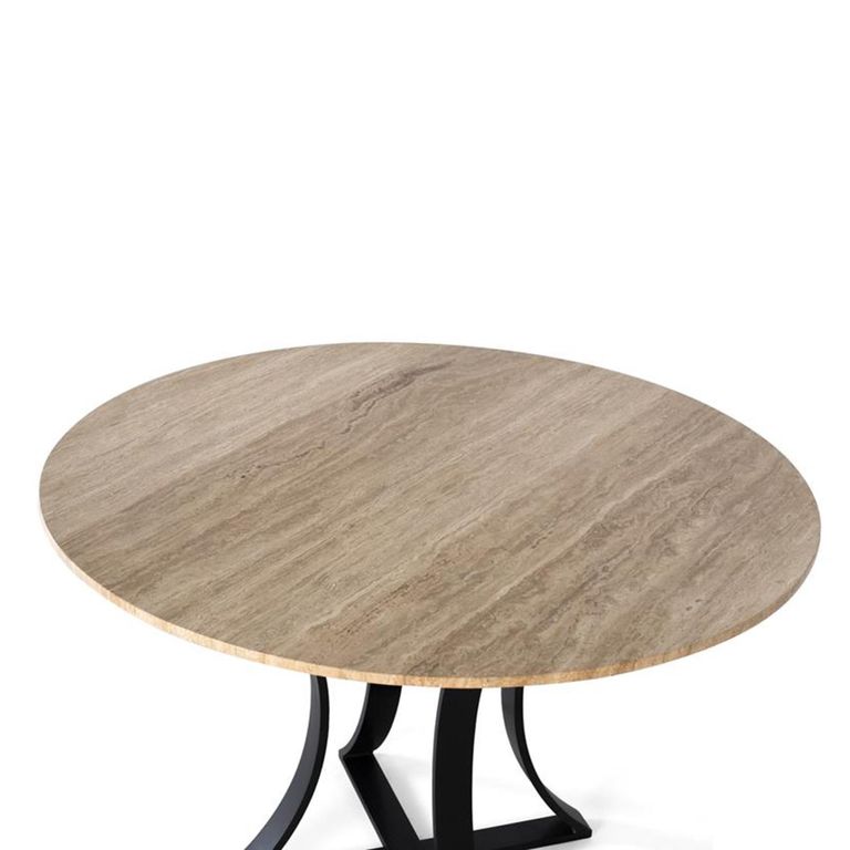 Olbia Dining Table - Beige Marble - 4 Seater - 120cm - Round Pedestal