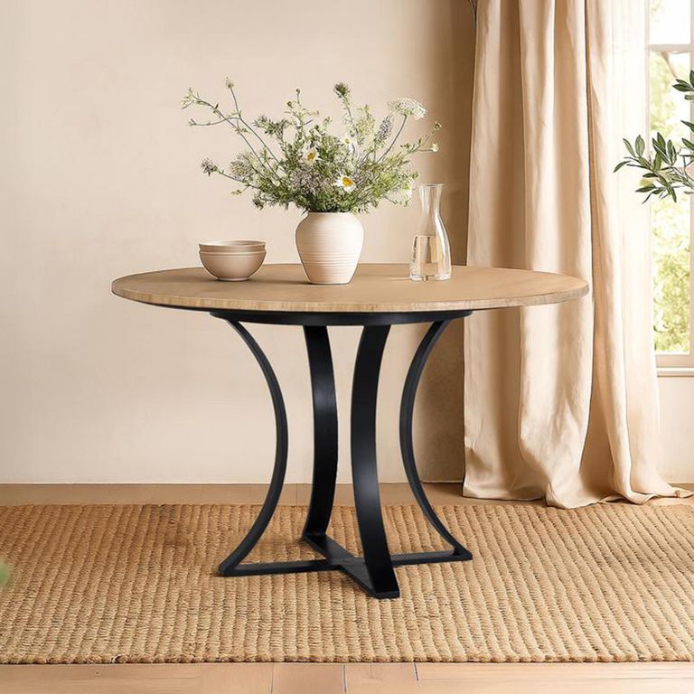 Olbia Dining Table - Beige Marble - 4 Seater - 120cm - Round Pedestal