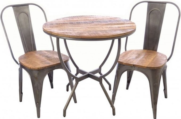 Old Empire Mango Wood Round Dining Table - 2 Seater