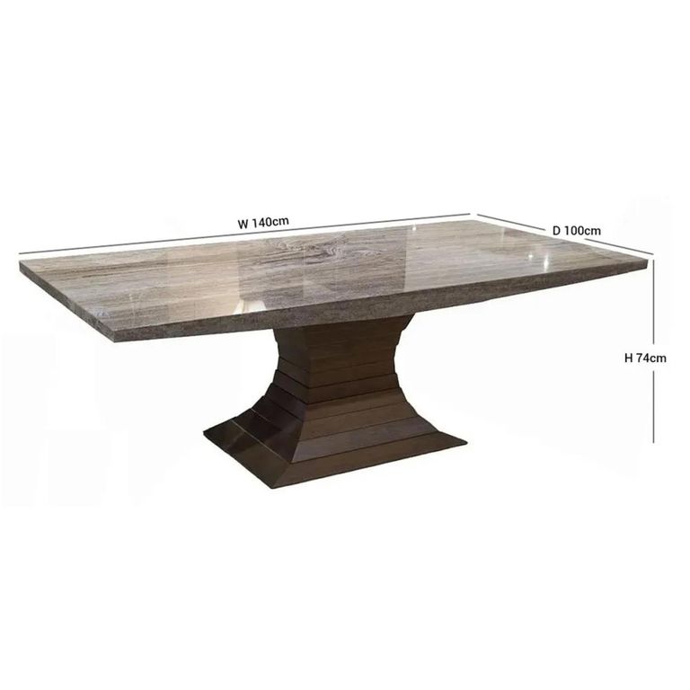 Opera Dining Table - Marble with Wooden Pedestal Base - Variation Available
