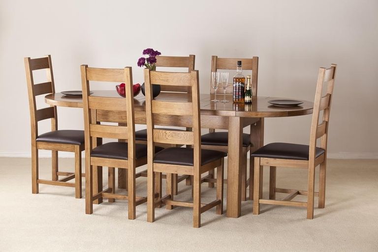 Originals Rustic Oak Oval 6-8 Seater Extending Dining Table - 161.5cm-211.5