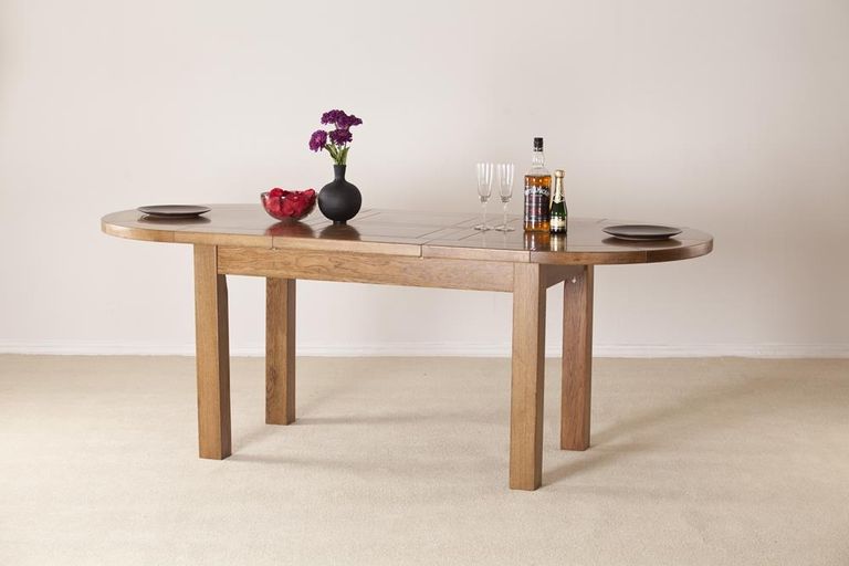 Originals Rustic Oak Oval 6-8 Seater Extending Dining Table - 161.5cm-211.5