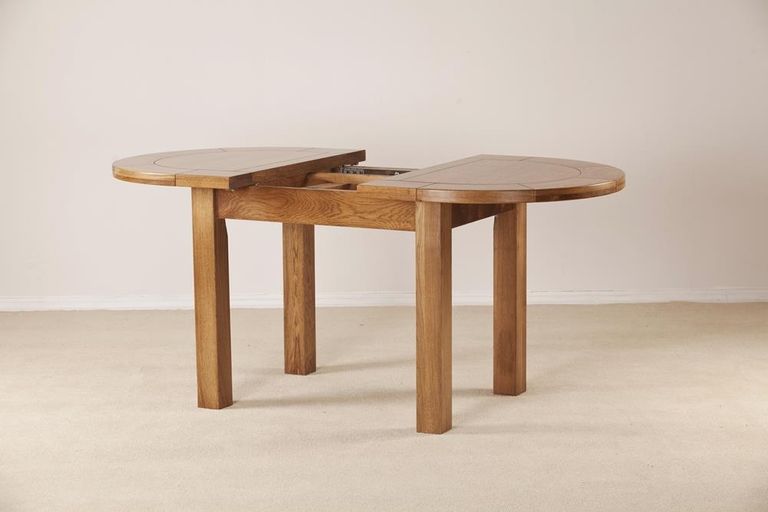 Originals Rustic Oak Oval Large 4-6 Seater Extending Dining Table - 131.5cm-166.5cm
