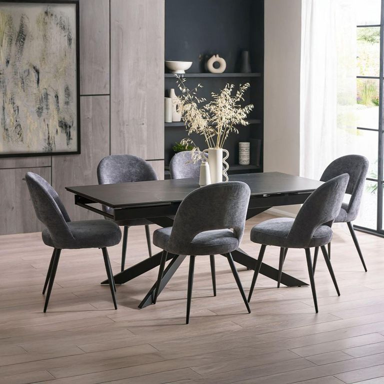 Osaka Extending Dining Table - 6-10 Seater - 160cm-260cm - Black Ceramic