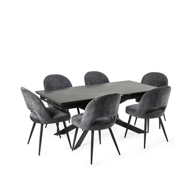 Osaka Extending Dining Table - 6-10 Seater - 160cm-260cm - Black Ceramic