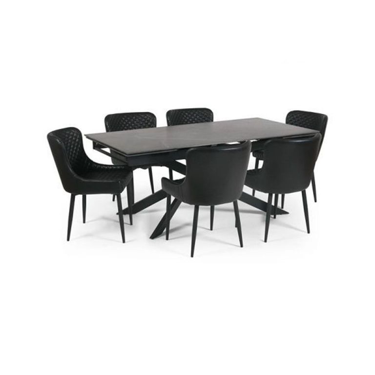 Osaka Extending Dining Table - 6-10 Seater - 160cm-260cm - Black Ceramic
