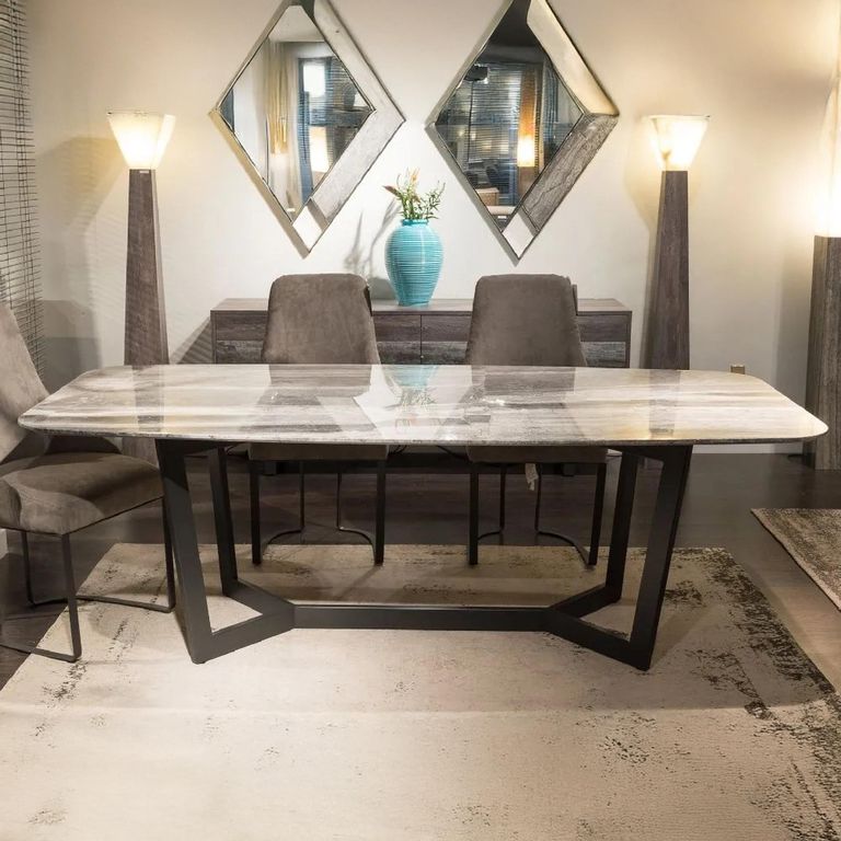 Oscar Dining Table - Marble with Metal Pedestal Base - Variation Available