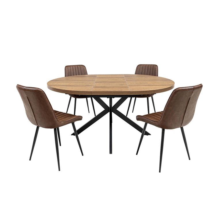Panama Dark Oak 4-6 Seater Extending Round Dining Table with Spider Legs - 120cm-160cm