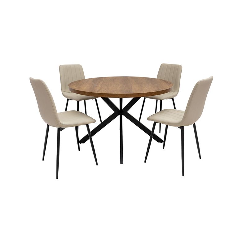 Panama Dark Oak 4 Seater Round Dining Table with Spider Legs - 120cm