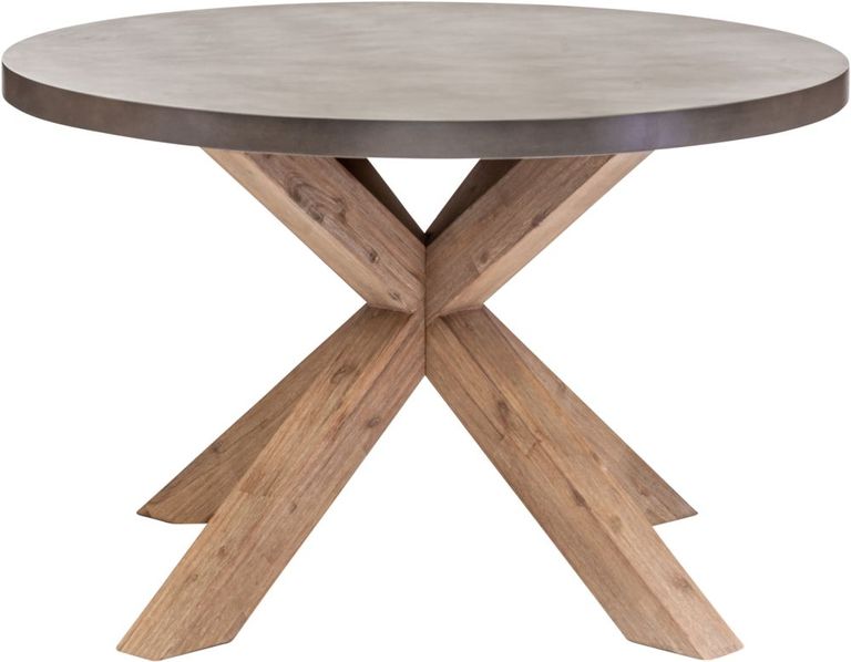 Pimlico Acacia Wood and Concrete Top 120cm Round X Leg Dining Table - 4 Seater