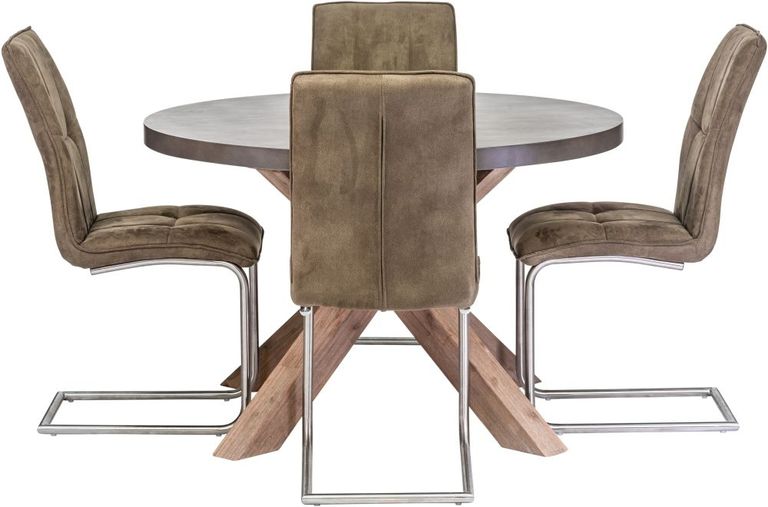 Pimlico Acacia Wood and Concrete Top 120cm Round X Leg Dining Table - 4 Seater