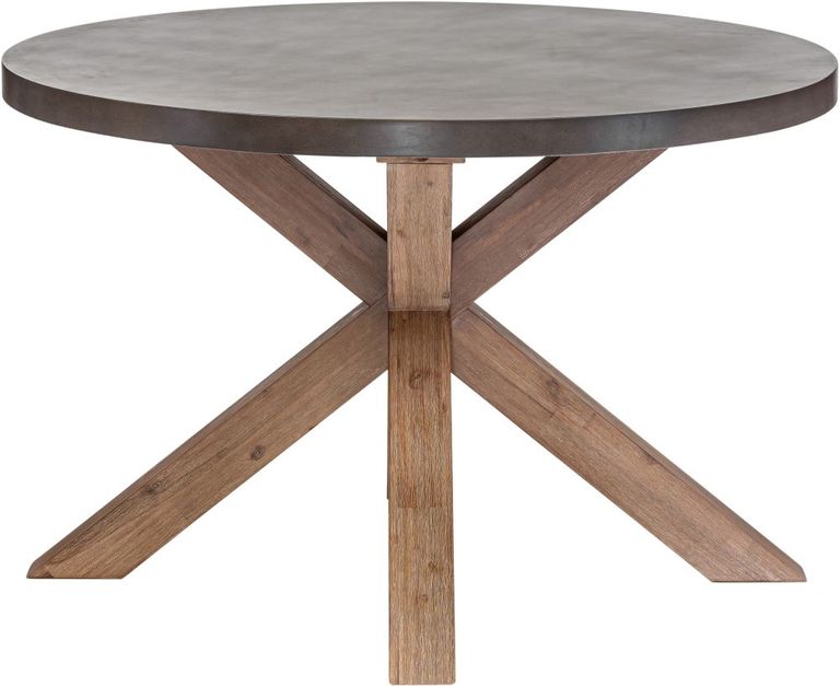 Pimlico Acacia Wood and Concrete Top 120cm Round X Leg Dining Table - 4 Seater