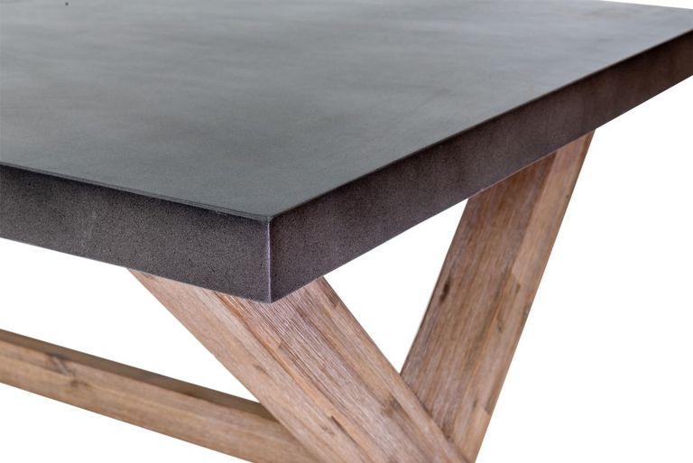 Pimlico Acacia Wood and Concrete Top 150cm X Leg Dining Table - 6 Seater