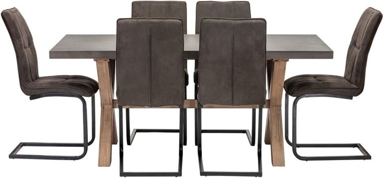 Pimlico Acacia Wood and Concrete Top 180cm X Leg Dining Table - 6 Seater