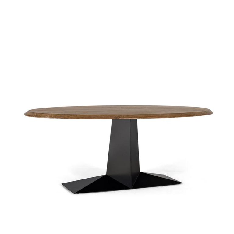 Pisa Dining Table - Acacia Wood - 8 Seater - 200cm - Oval Pedestal