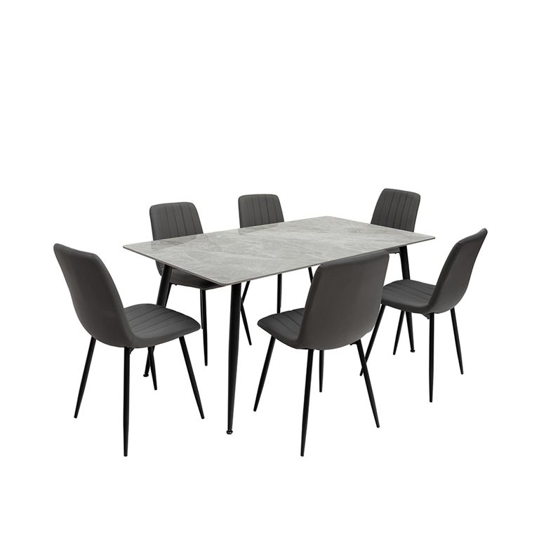 Riga Italy Grey Sintered Stone 6 Seater Dining Table - 160cm